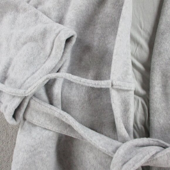 SKIMS Fleece Lounge Robe Womens Medium Gray Short Wrap Tie Sleepwear NWT - Picture 4 of 8